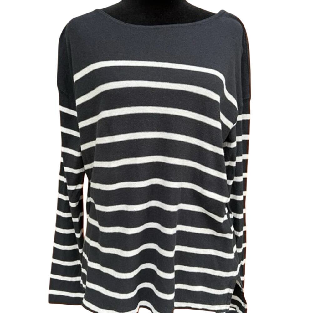 J.Crew women's size S charcoal  gray with ivory stripes, long sleeve